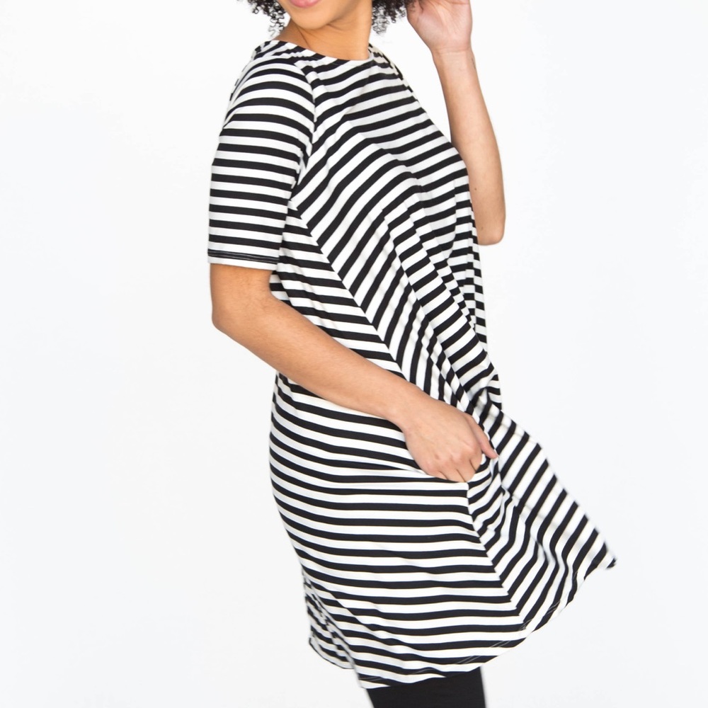 Black and white striped tunic with pockets